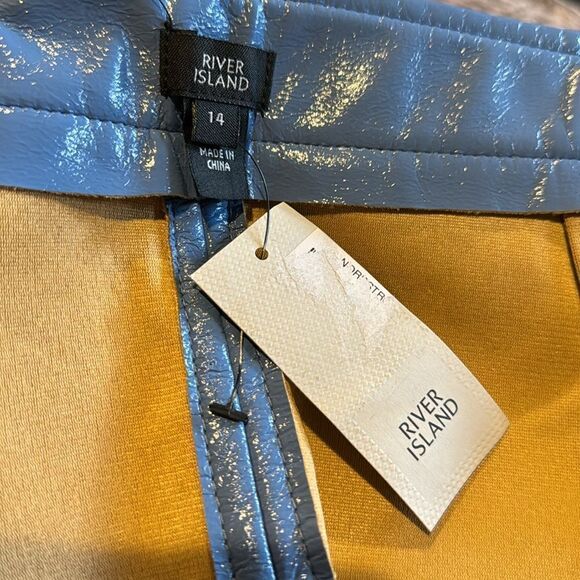 River Island faux pebbled leather wet look glossy mini skirt. New, with tag. 14 - Picture 6 of 6